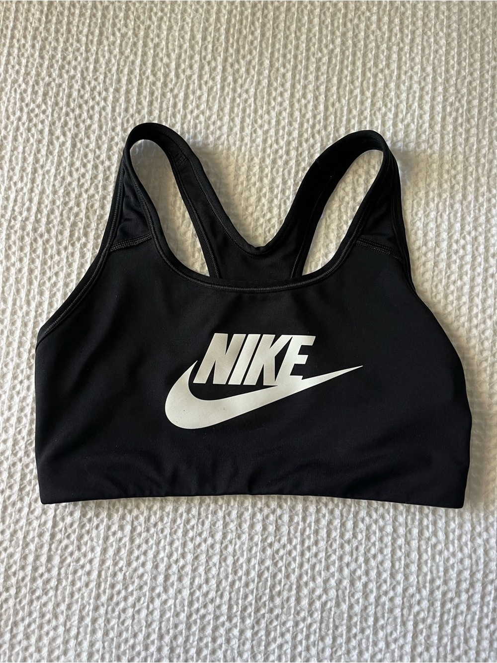 Nike Black Sports Bra with White Swoosh Logo